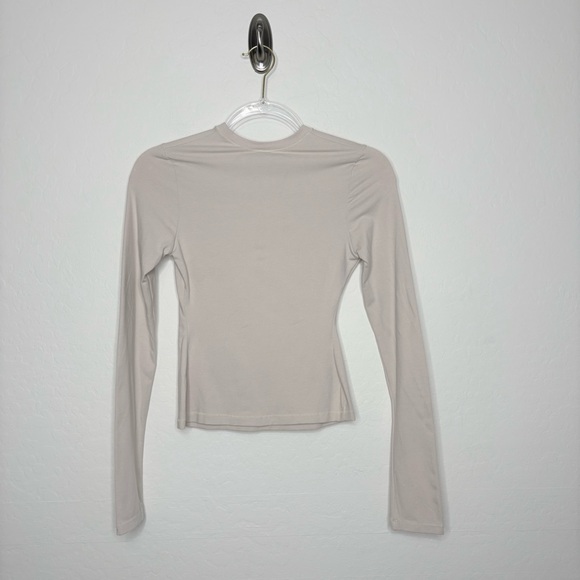Skims Cotton Jersey Long Sleeve Top Stone Rare Discontinued Color Size S NWT - Picture 5 of 9